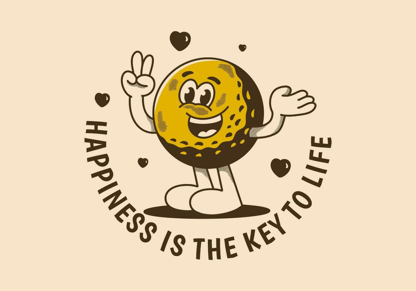 Happiness is the key to life. Mascot character illustration of golf ball with happy face vector