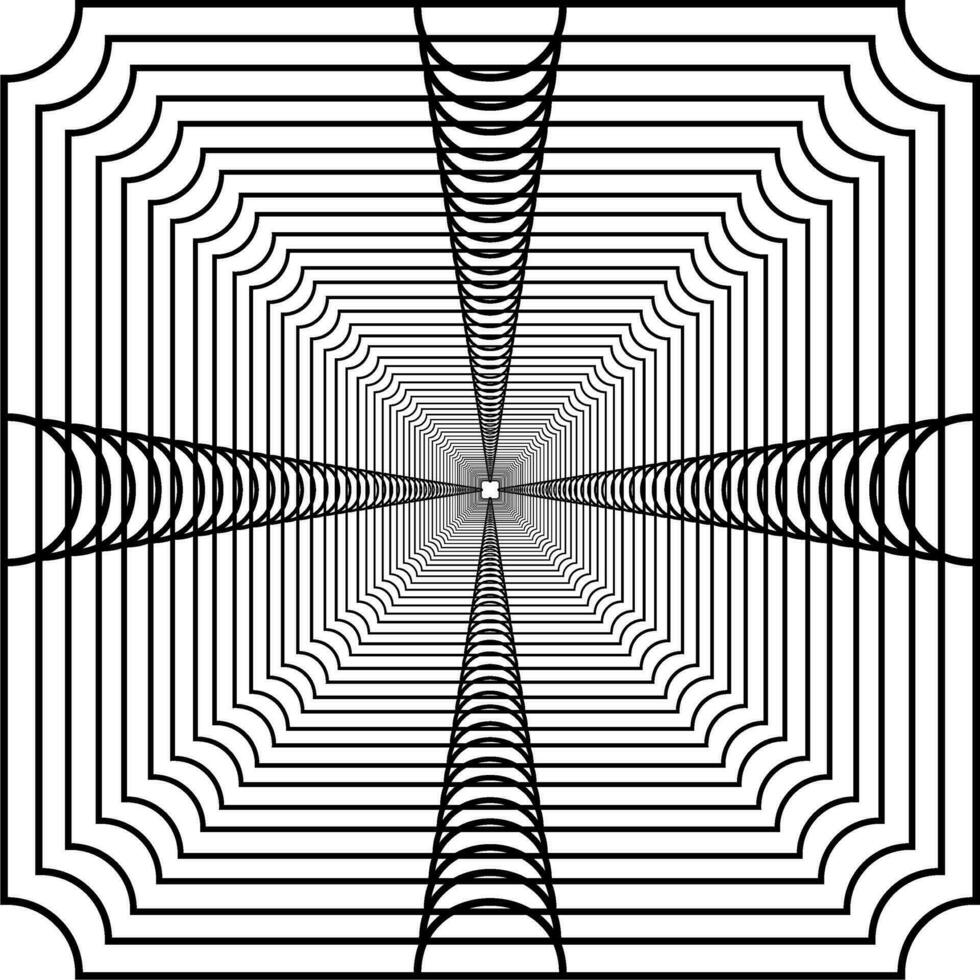 Visual of the Optical Illusion Created from Square Lines Composition, can use for Background, Decoration, Wallpaper, Tile, Carpet Pattern, Modern Motifs, Contemporary Ornate, or Graphic Design Element vector