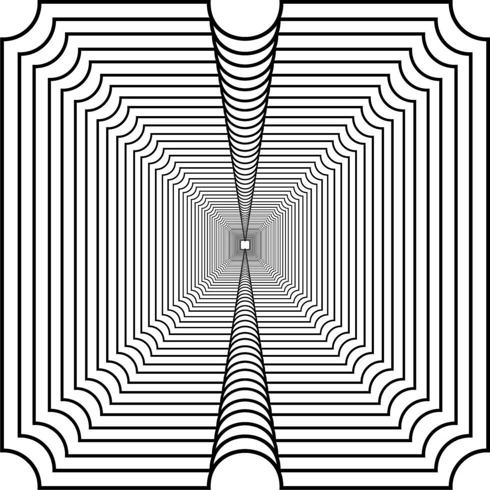 Visual of the Optical Illusion Created from Square Lines Composition, can use for Background, Decoration, Wallpaper, Tile, Carpet Pattern, Modern Motifs, Contemporary Ornate, or Graphic Design Element vector