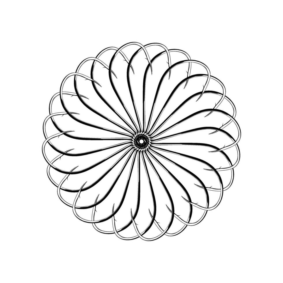 Artistic Circle Shape Created from Fishing Hook Silhouette Composition, can use for Logo Gram, Decoration, Ornate, Art Illustration or Graphic Design Element. Vector Illustration
