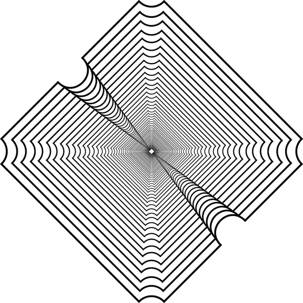 Visual of the Optical Illusion Created from Square Lines Composition, can use for Background, Decoration, Wallpaper, Tile, Carpet Pattern, Modern Motifs, Contemporary Ornate, or Graphic Design Element vector