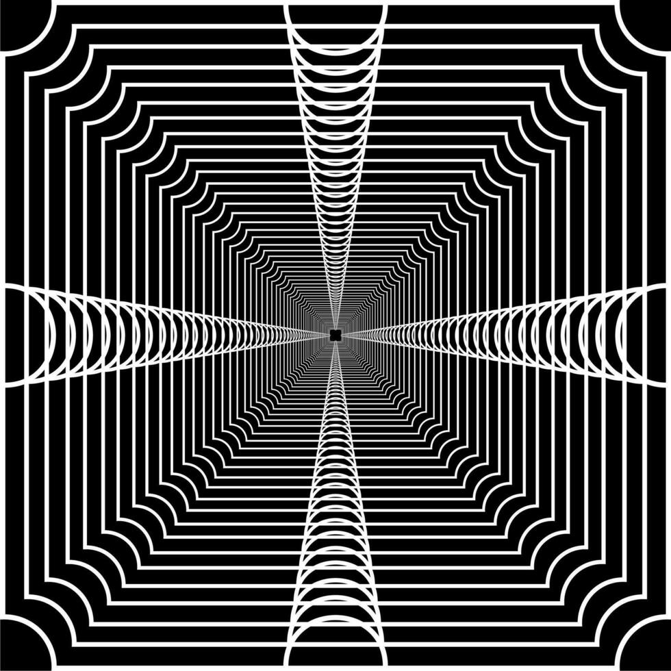 Visual of the Optical Illusion Created from Square Lines Composition, can use for Background, Decoration, Wallpaper, Tile, Carpet Pattern, Modern Motifs, Contemporary Ornate, or Graphic Design Element vector
