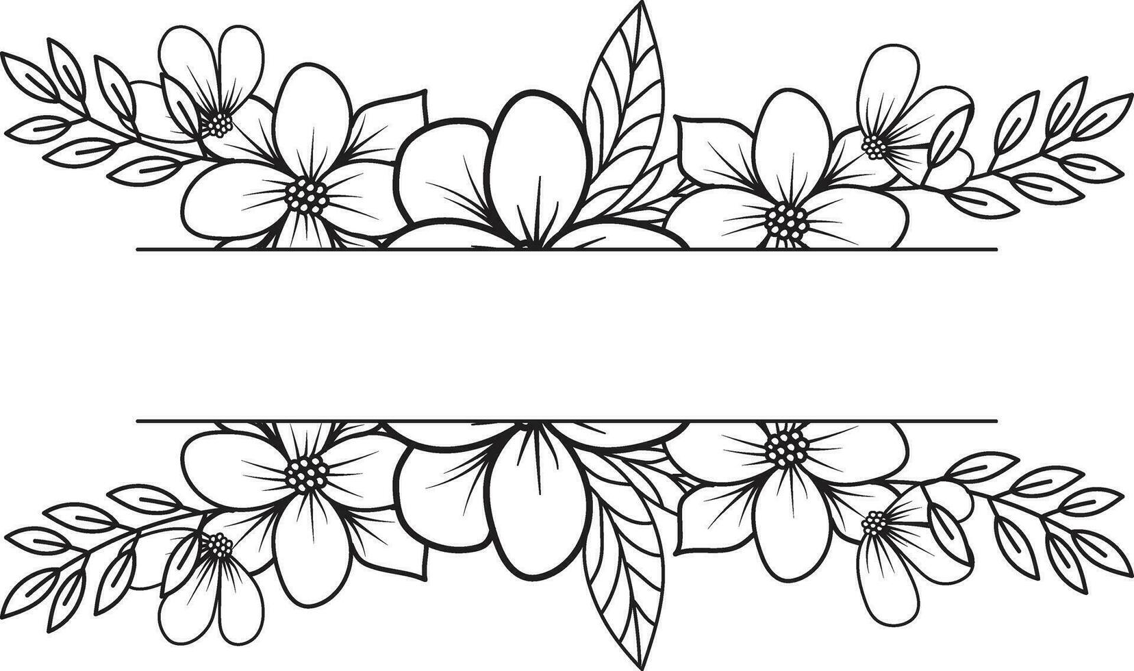 Isolated line flower frame icon leaf floral border divider vector