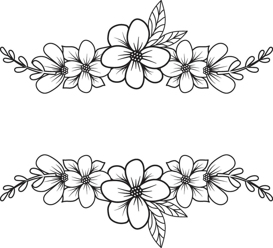 Isolated  line flower frame icon leaf floral border divider vector