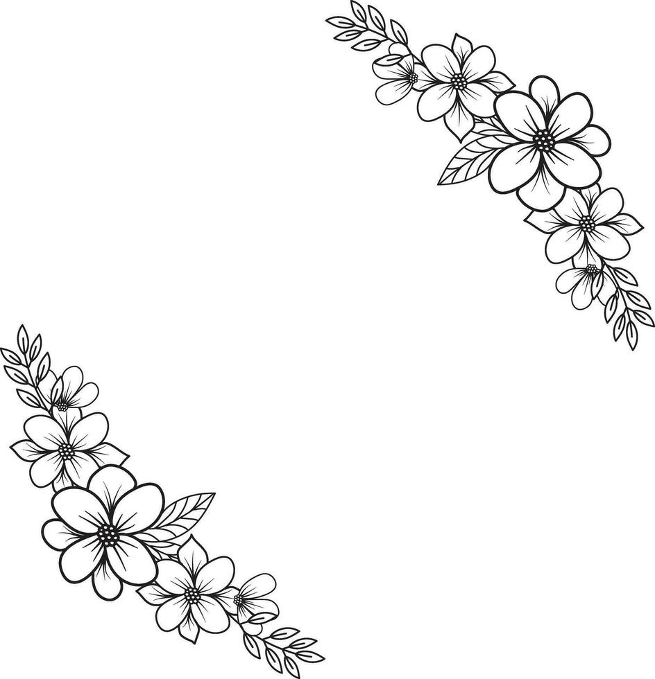Isolated  line flower frame icon leaf floral border divider vector