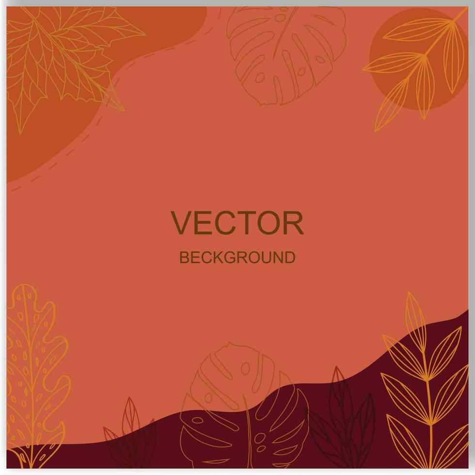 vector autumn square templates with fall leaves and geometric shapes.