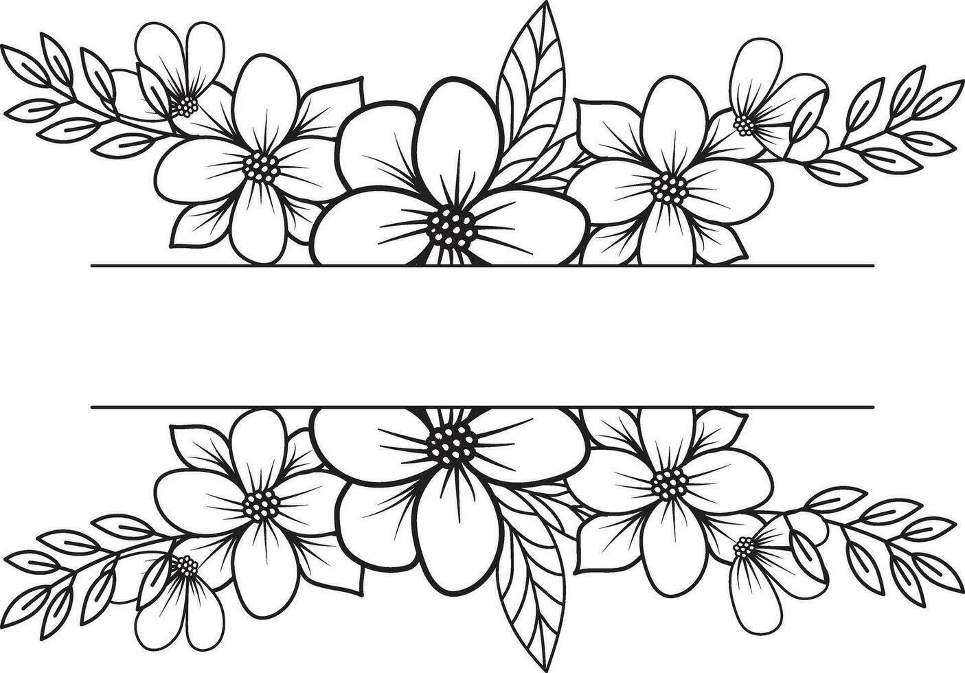 Isolated  line flower frame icon leaf floral border divider vector