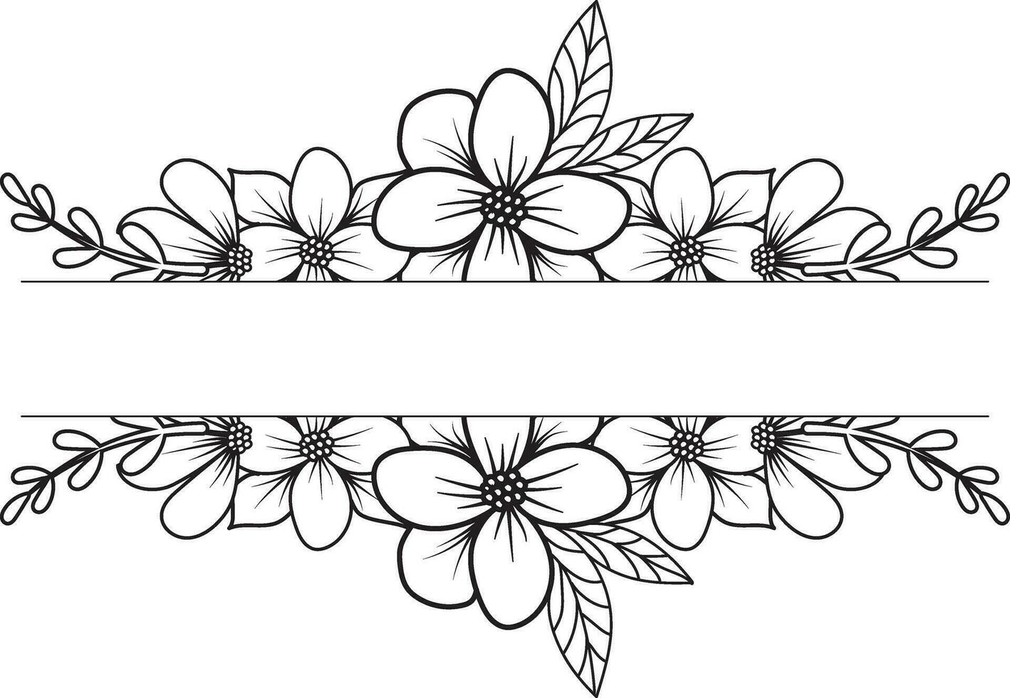 Isolated  line flower frame icon leaf floral border divider vector