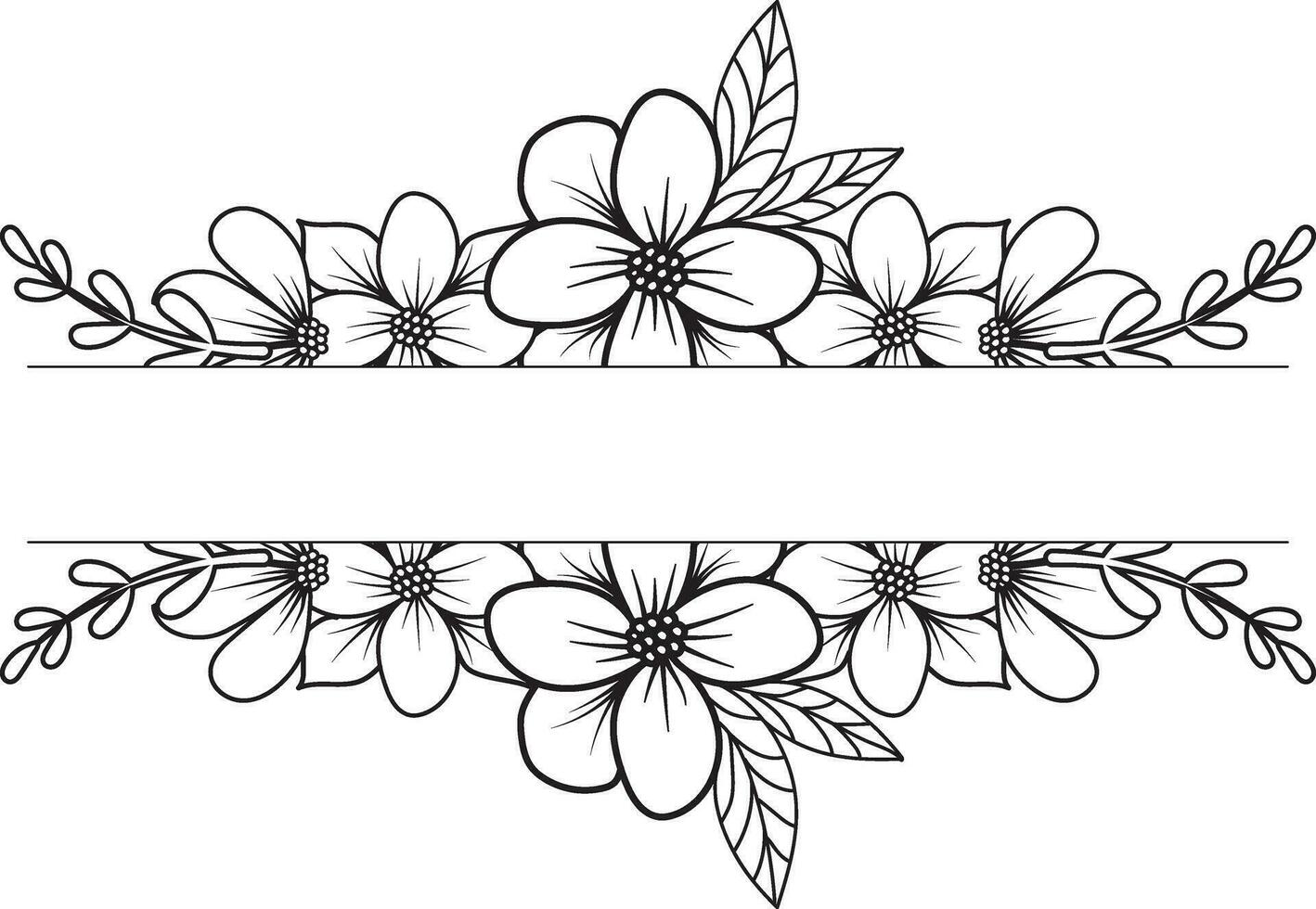 Isolated  line flower frame icon leaf floral border divider vector