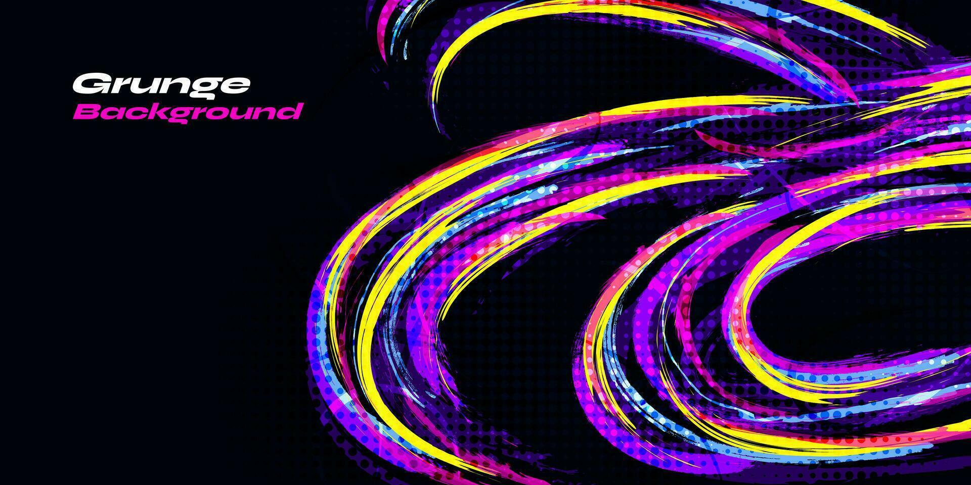 Abstract and Colorful Brush Background with Halftone Effect. Grunge Background. Brush Stroke Illustration for Banner, Poster, or Sports Background. Scratch and Texture Elements For Design vector