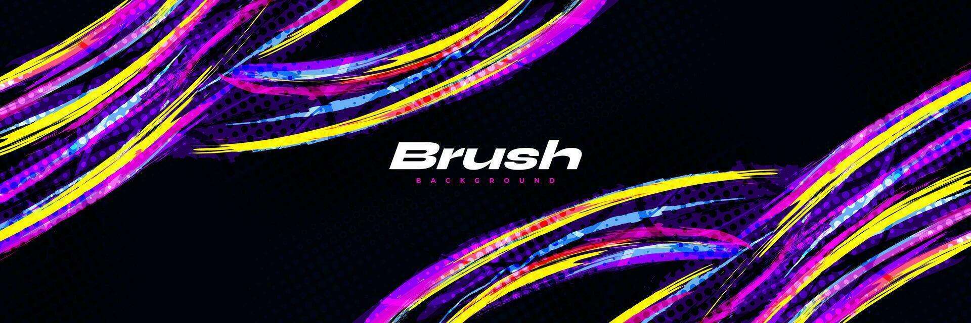 Abstract and Colorful Brush Background with Halftone Effect. Grunge Background. Brush Stroke Illustration for Banner, Poster, or Sports Background. Scratch and Texture Elements For Design vector