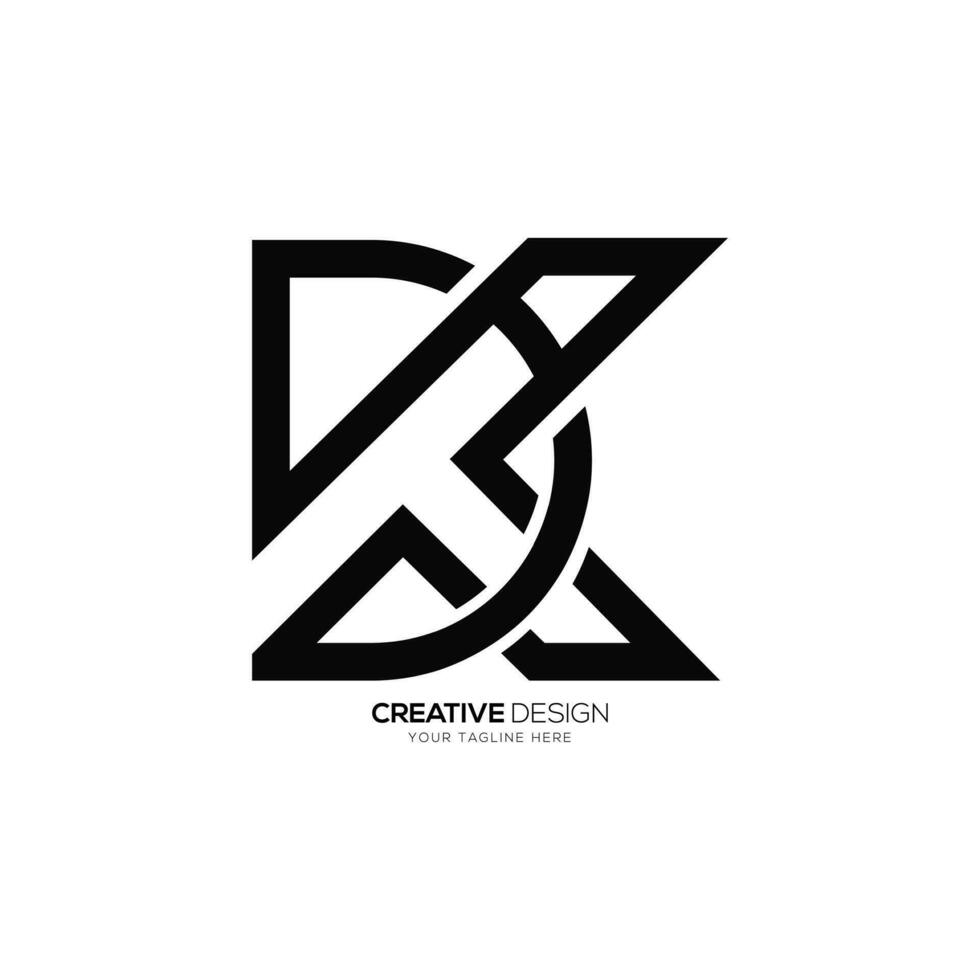 Letter Dk or Kd initial line art creative unique shapes alphabet monogram logo vector
