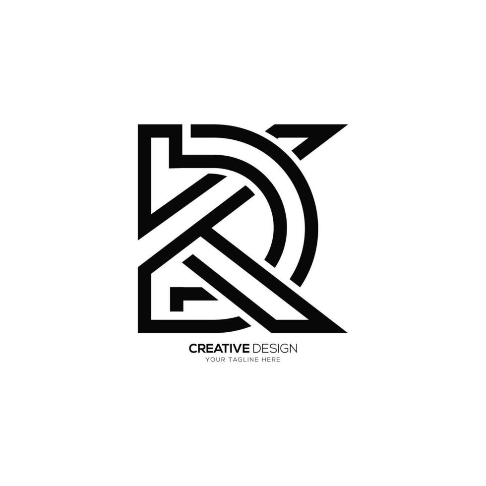 Letter Dk initial modern shape line art creative elegant monogram vector logo template