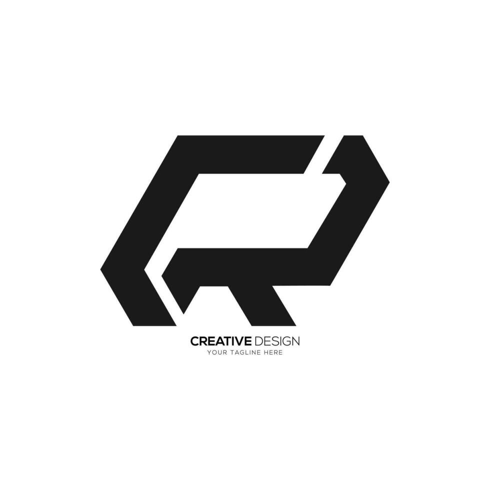 Letter Cr modern new unique shapes alphabet monogram abstract logo design vector