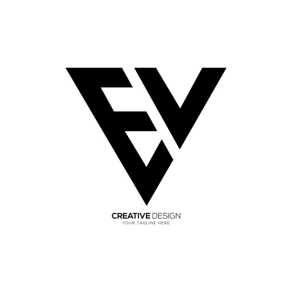 letra ev o ve triángulo forma creativo único tipografía moderno monograma logo vector