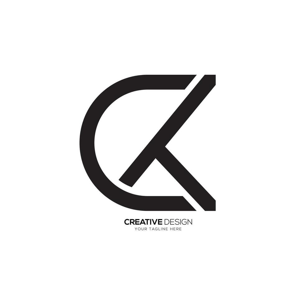 Letter Ct simple shapes alphabet creative monogram typography logo design vector