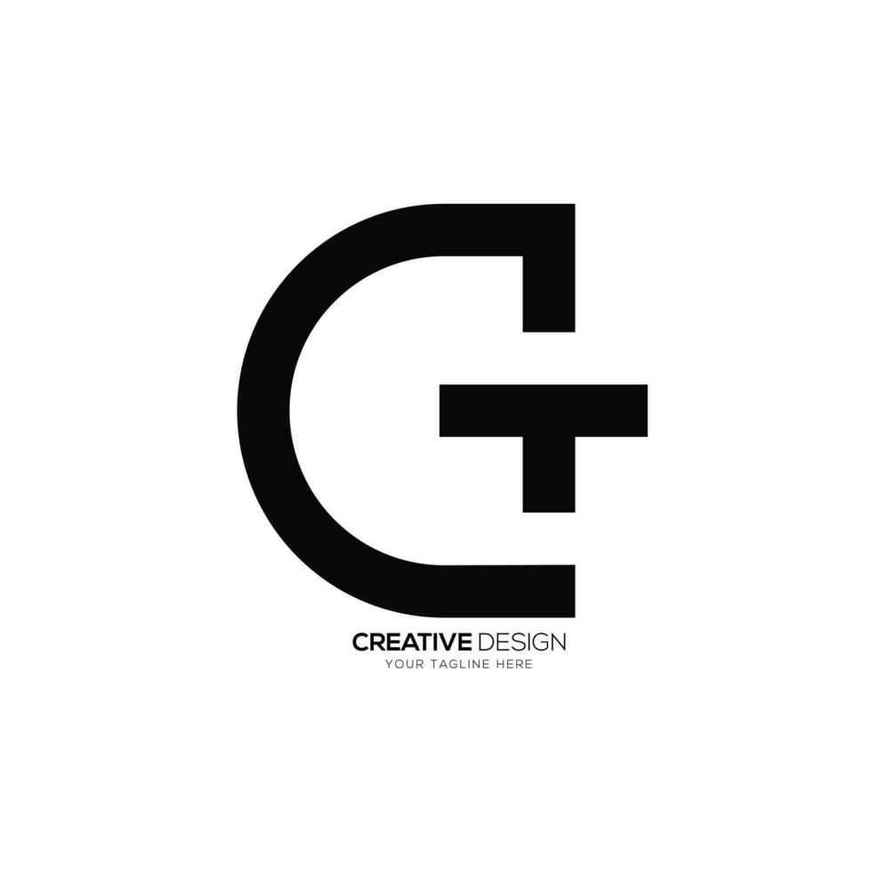 Letter Ct simple creative monogram typography logo vector