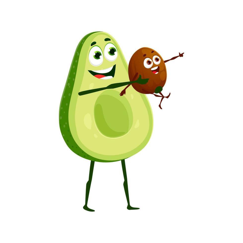 dibujos animados aguacate padre personaje con hijo niño vector