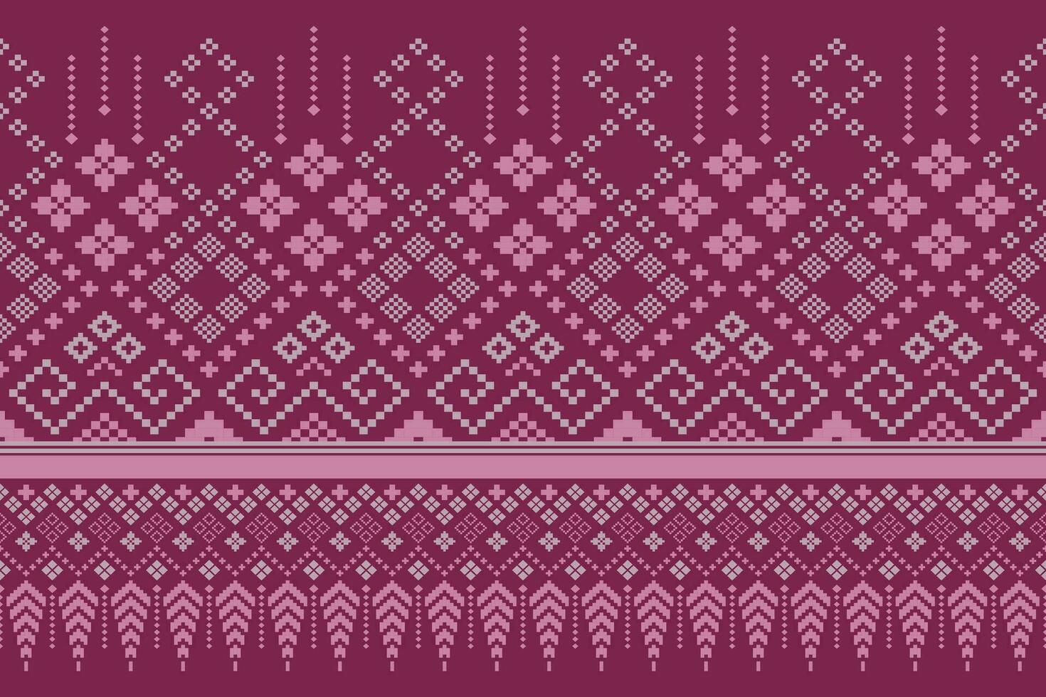 Pink Cross stitch colorful geometric traditional ethnic pattern Ikat seamless pattern border abstract design for fabric print cloth dress carpet curtains and sarong Aztec African Indian Indonesian vector