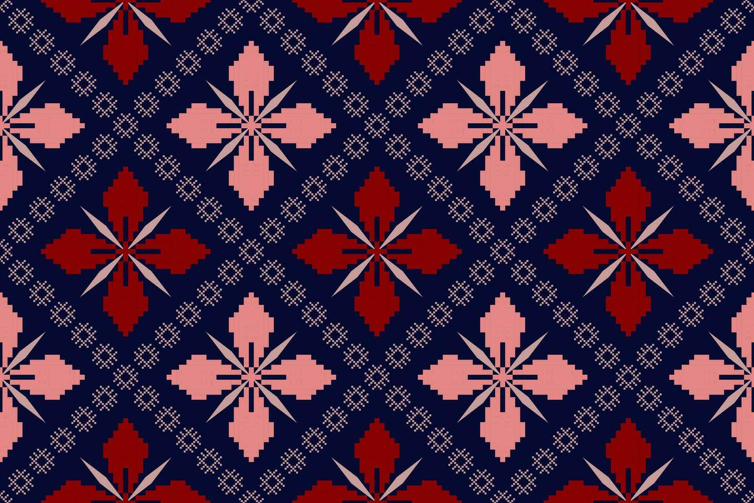 Indigo navy blue geometric traditional ethnic pattern Ikat seamless pattern border abstract design for fabric print cloth dress carpet curtains and sarong Aztec African Indian Indonesian vector