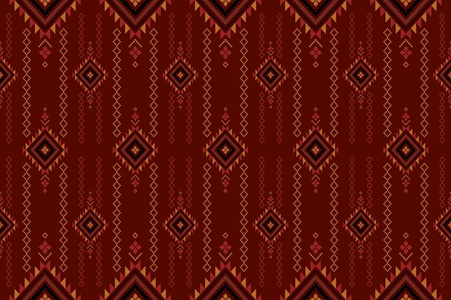 Red traditional ethnic pattern paisley flower Ikat background abstract Aztec African Indonesian Indian seamless pattern for fabric print cloth dress carpet curtains and sarong vector