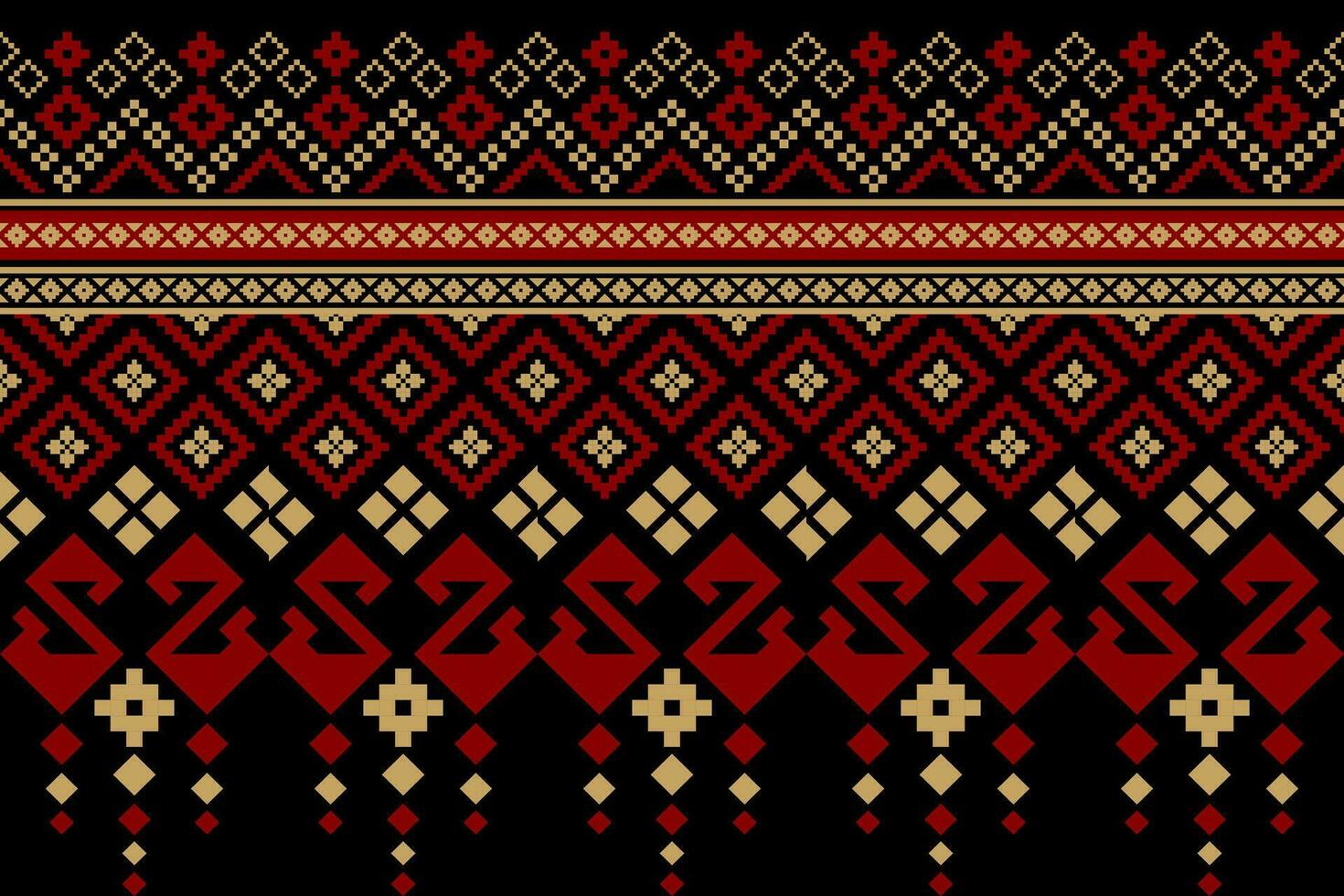 rojo tradicional étnico modelo cachemir flor ikat antecedentes resumen azteca africano indonesio indio sin costura modelo para tela impresión paño vestir alfombra cortinas y pareo de malasia vector