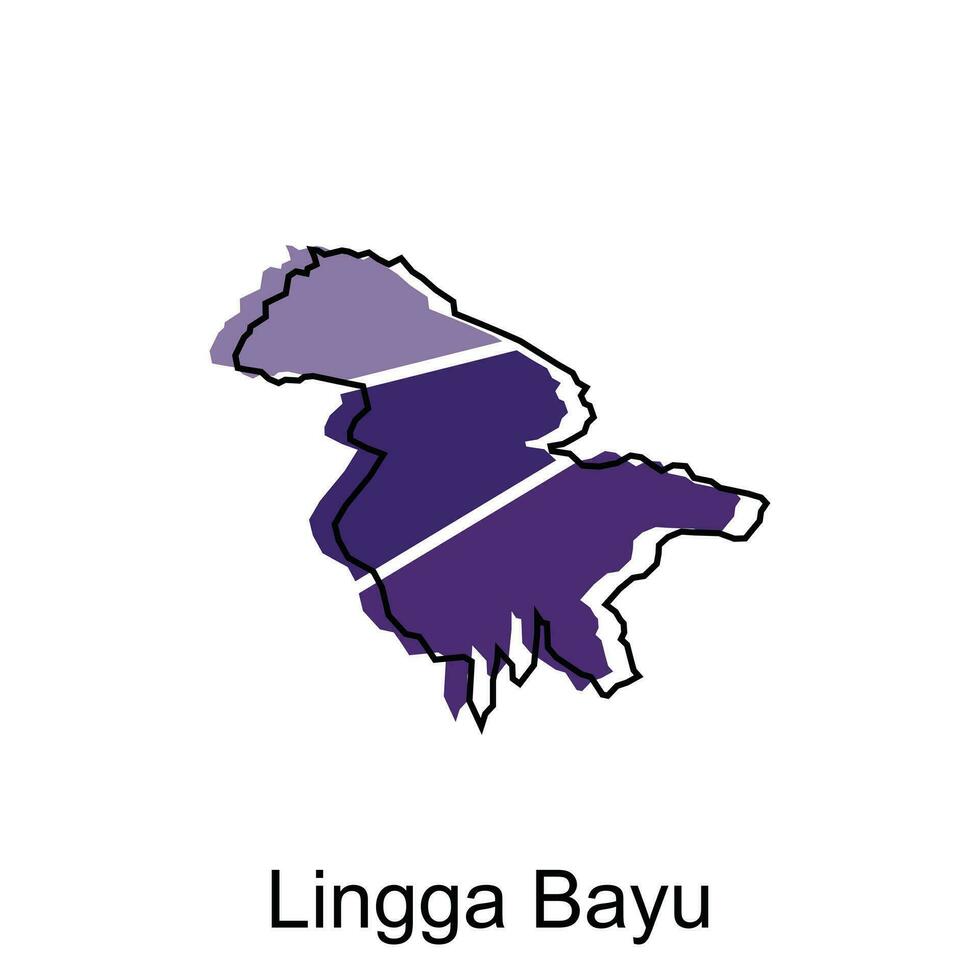 mapa ciudad de lingga bayu ilustración diseño, mundo mapa internacional vector modelo con contorno gráfico bosquejo estilo aislado en blanco antecedentes