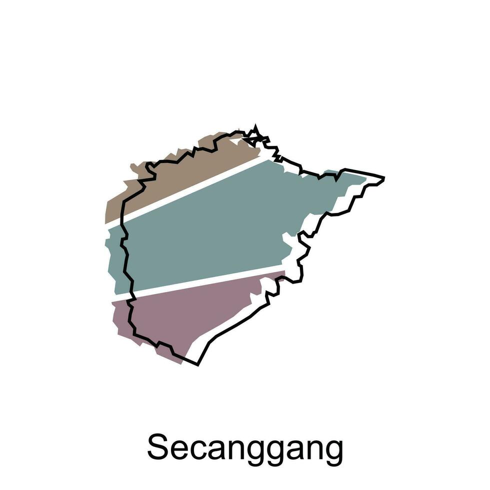 vector map of Secanggang City modern outline, Logo Vector Design. Abstract, designs concept