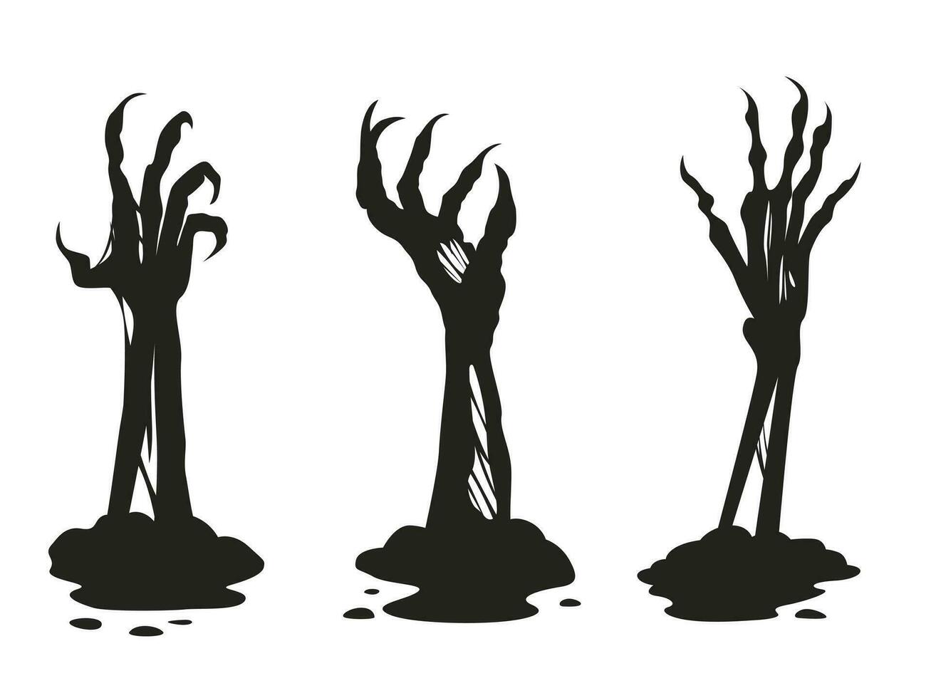 zombie arms. Halloween creepy hands sticking out of ground vector