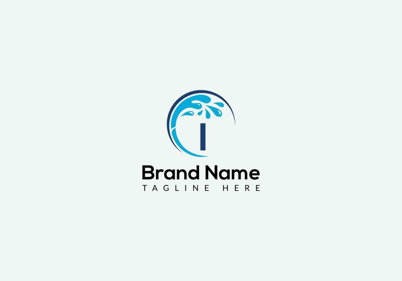 Maid Cleaning Logo On Letter I. Clean House Sign, Fresh Clean Logo Cleaning Brush and Water Drop Concept Template vector