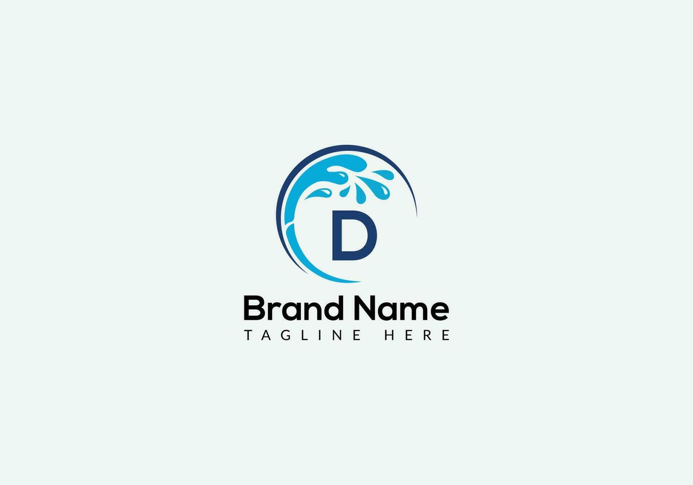 Maid Cleaning Logo On Letter D. Clean House Sign, Fresh Clean Logo Cleaning Brush and Water Drop Concept Template vector