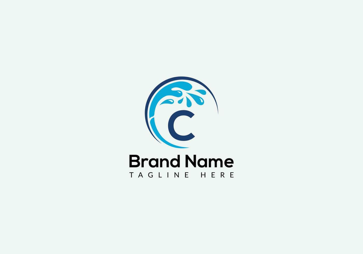 Maid Cleaning Logo On Letter C. Clean House Sign, Fresh Clean Logo Cleaning Brush and Water Drop Concept Template vector
