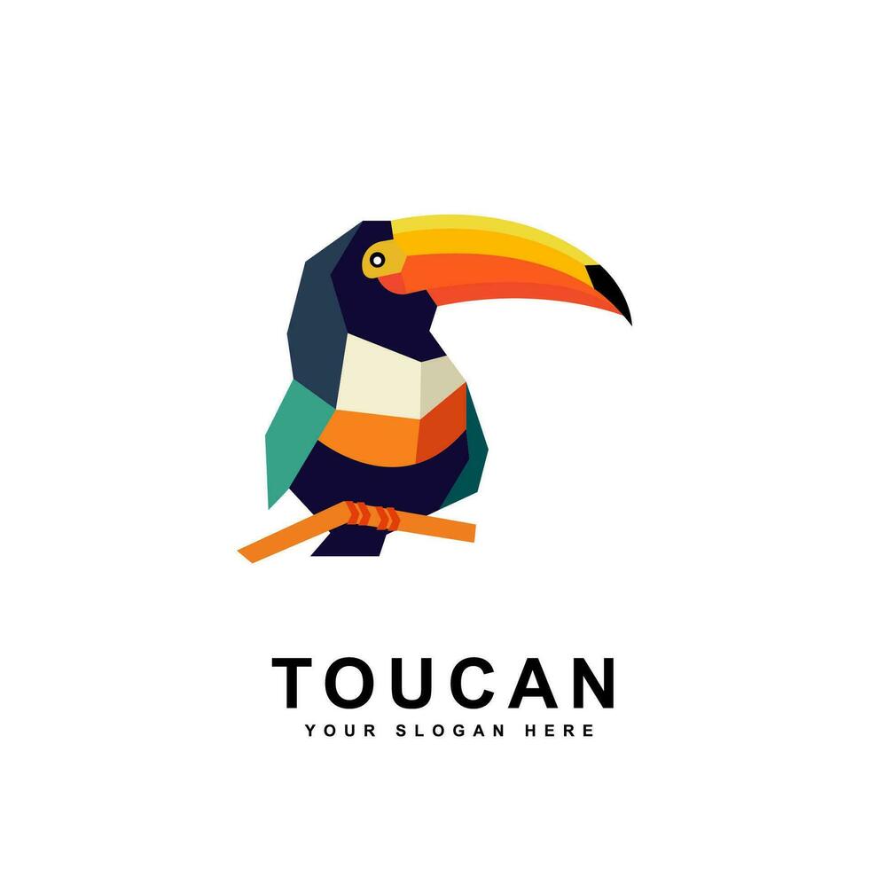 Bird toucan geometric animal. animals wings nature design  perfect for a modern company, Toucan represents effective communication and personal flair. vector