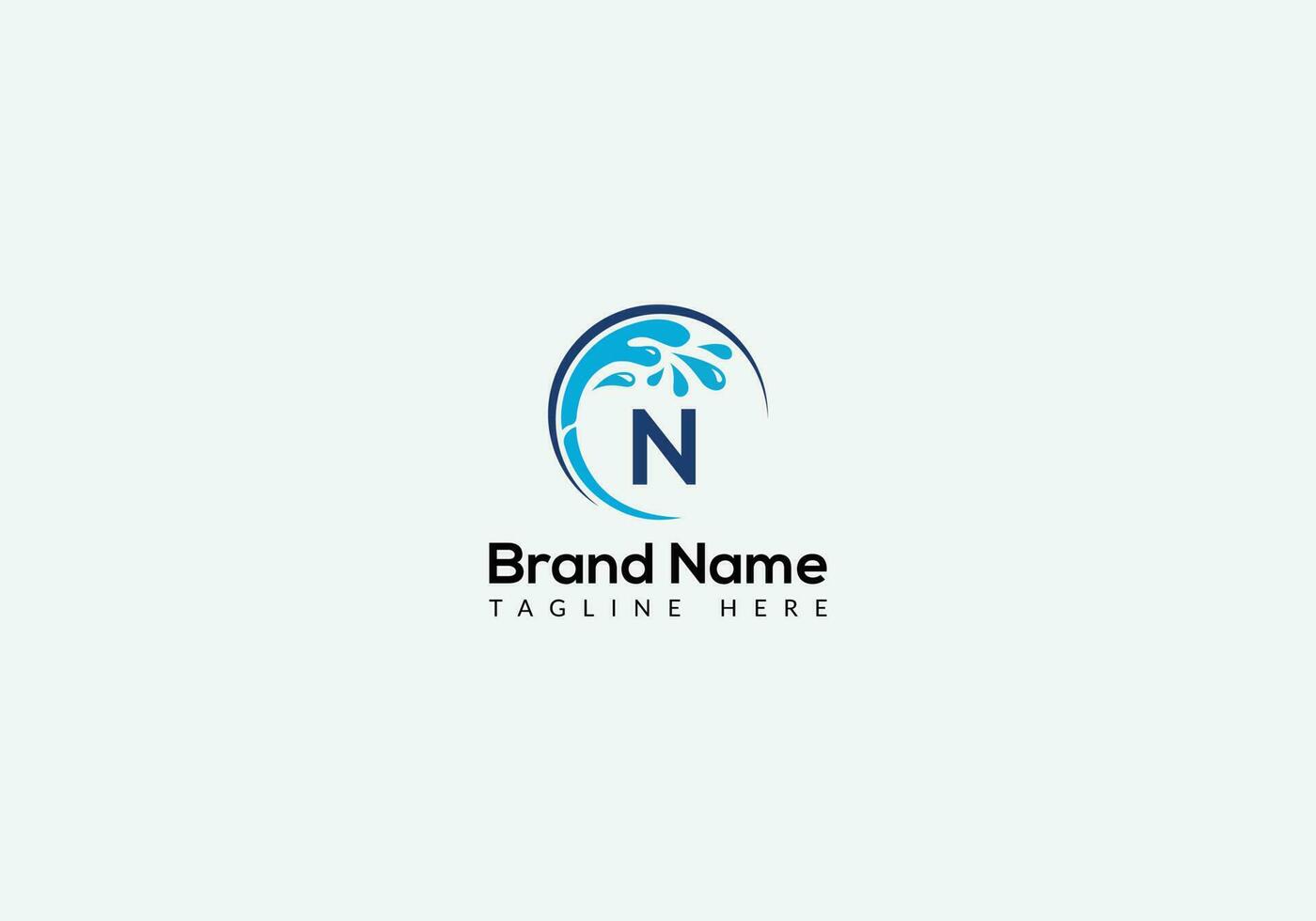 Maid Cleaning Logo On Letter N. Clean House Sign, Fresh Clean Logo Cleaning Brush and Water Drop Concept Template vector
