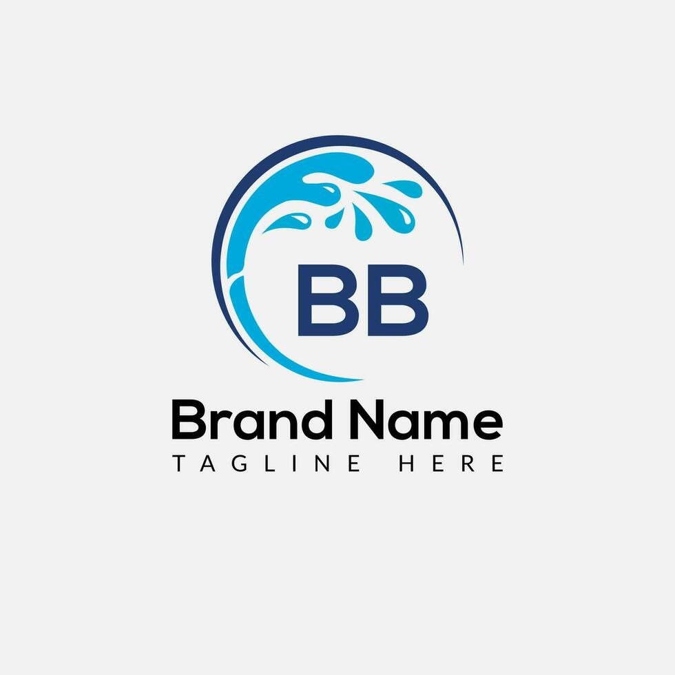 Maid Cleaning Logo On Letter BB. Clean House Sign, Fresh Clean Logo Cleaning Brush and Water Drop Concept Template vector