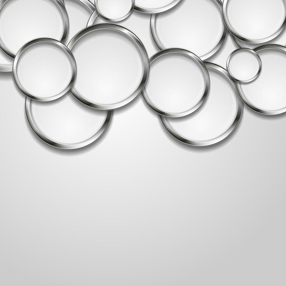 Hi-tech geometric abstract background with silver circles vector