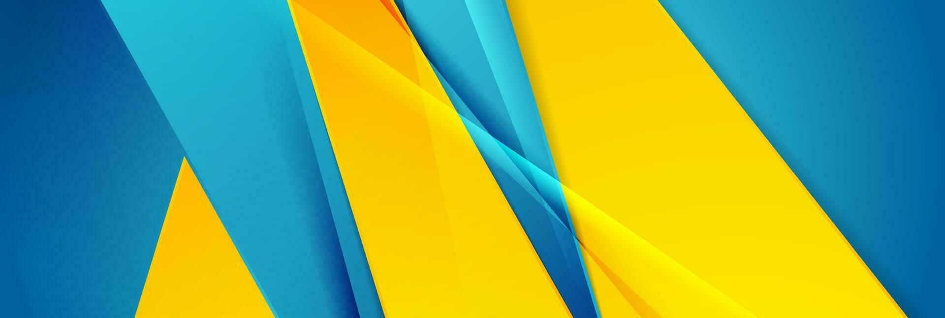 Bright yellow and blue glossy stripes abstract background vector