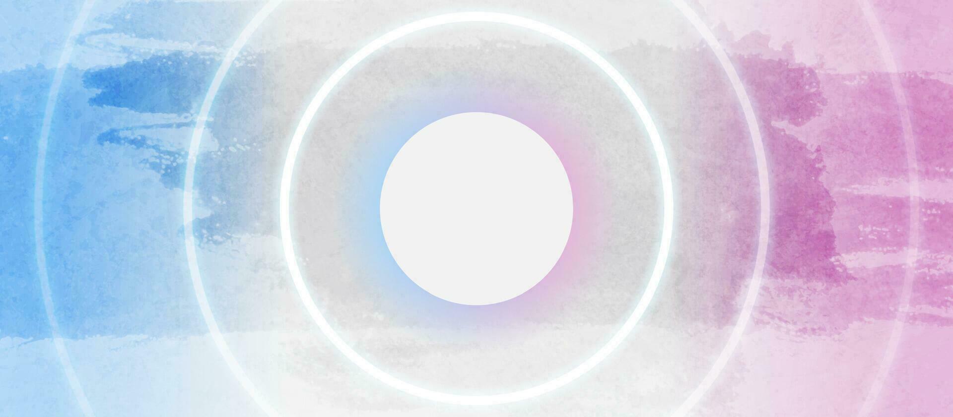 Blue pink grunge pastel background with neon circles vector