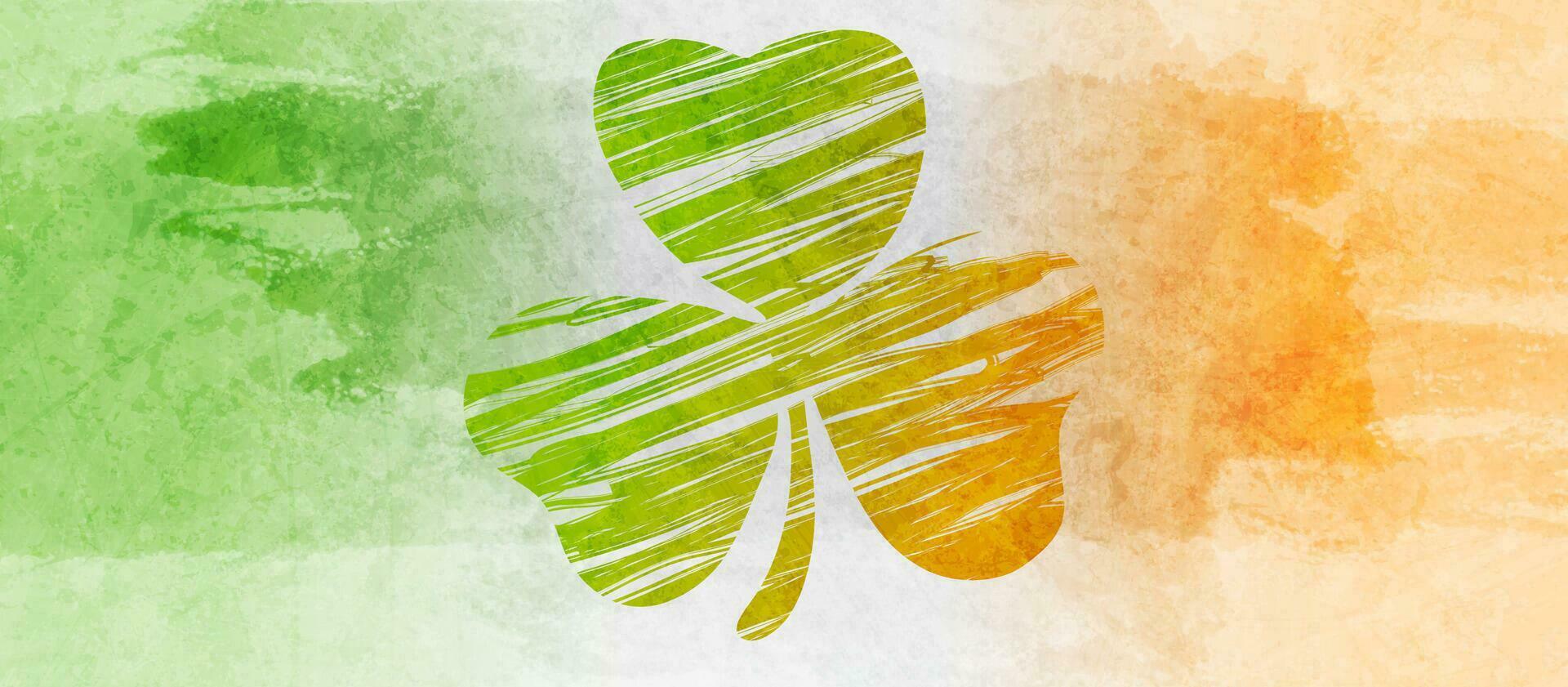 St Patrick Day abstract background with grunge shamrock leaf vector