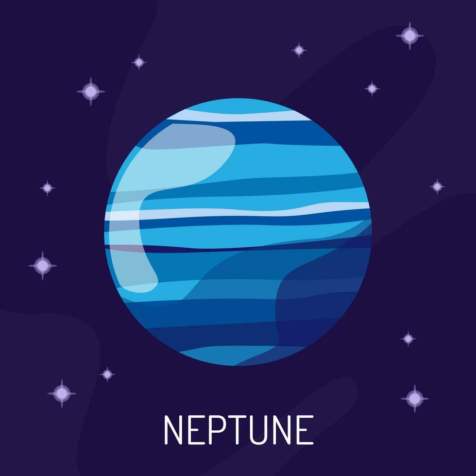 vector ilustración de el planeta Neptuno en espacio. un planeta en un oscuro antecedentes con estrellas.