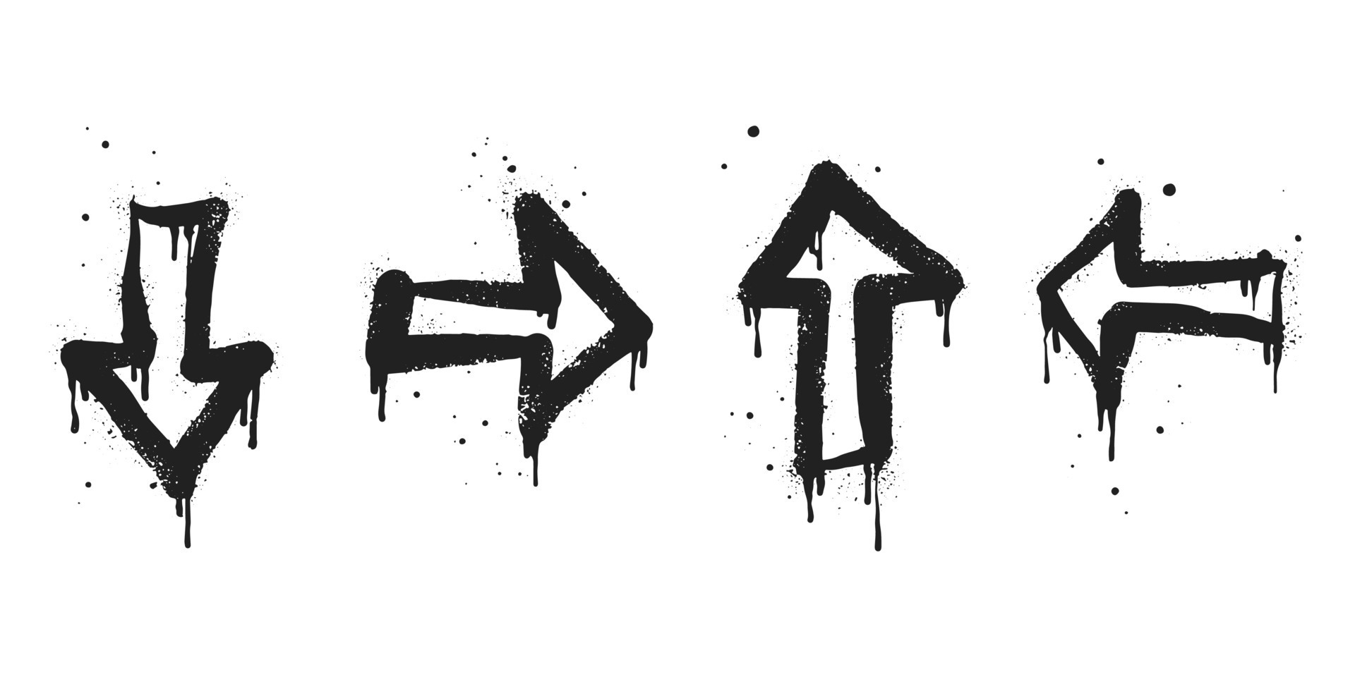 collection of Spray painted graffiti Arrow in black over white. arrow