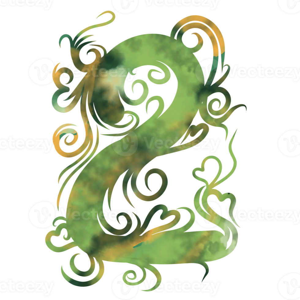 Vine green drawing number two water color style png