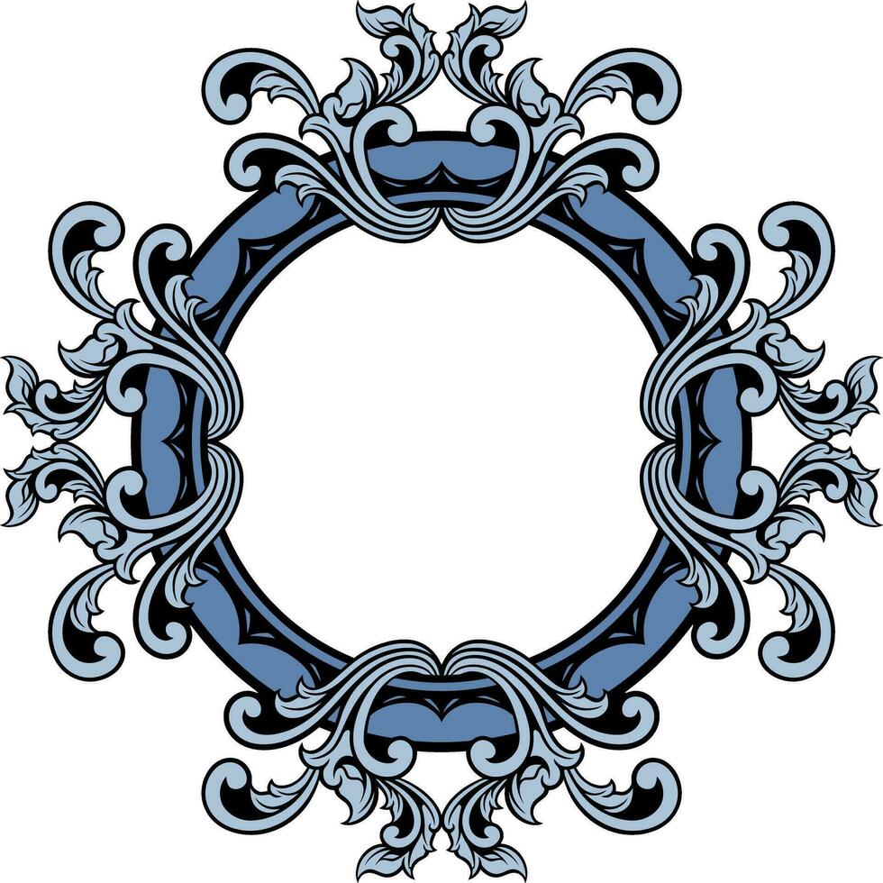 Round frame with decorative elements. Vector illustration.