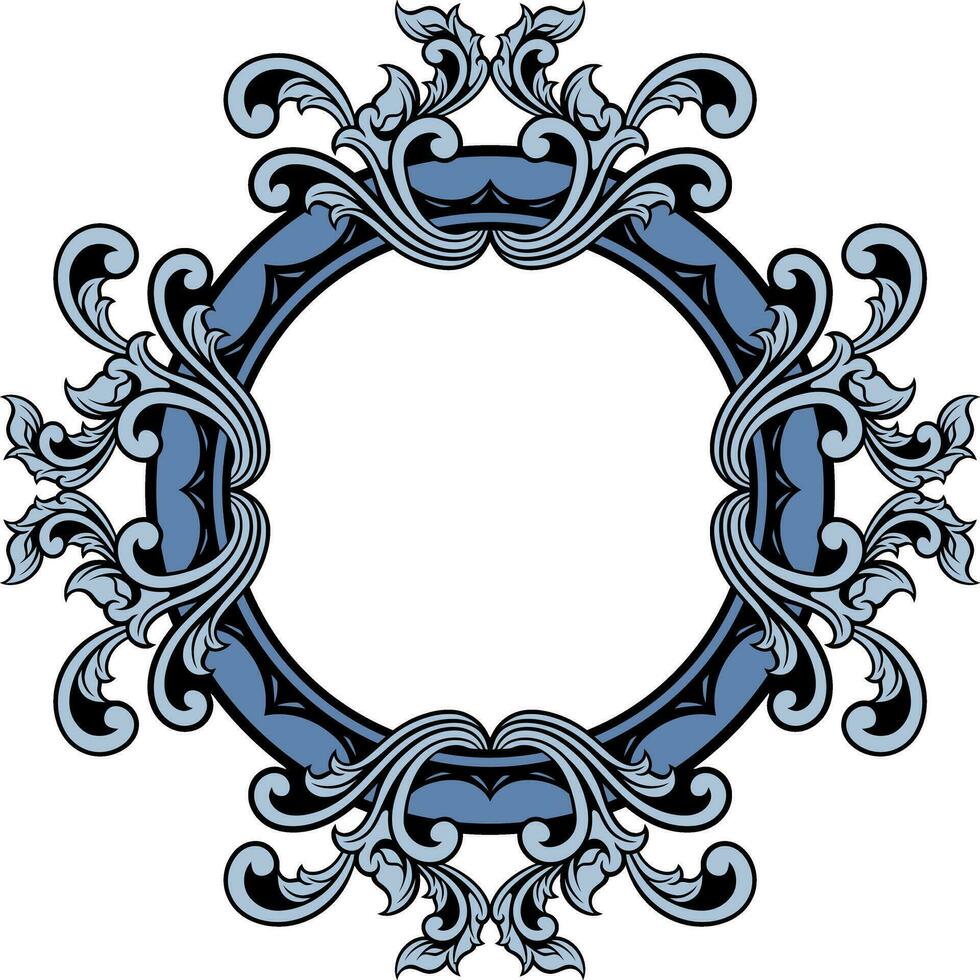 Round frame with decorative elements. Vector illustration.