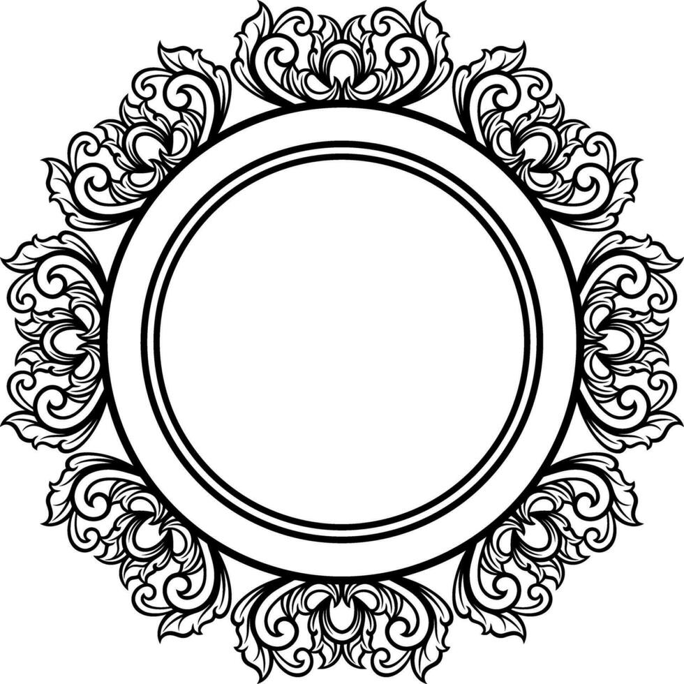 Round frame with decorative elements. Vector illustration.