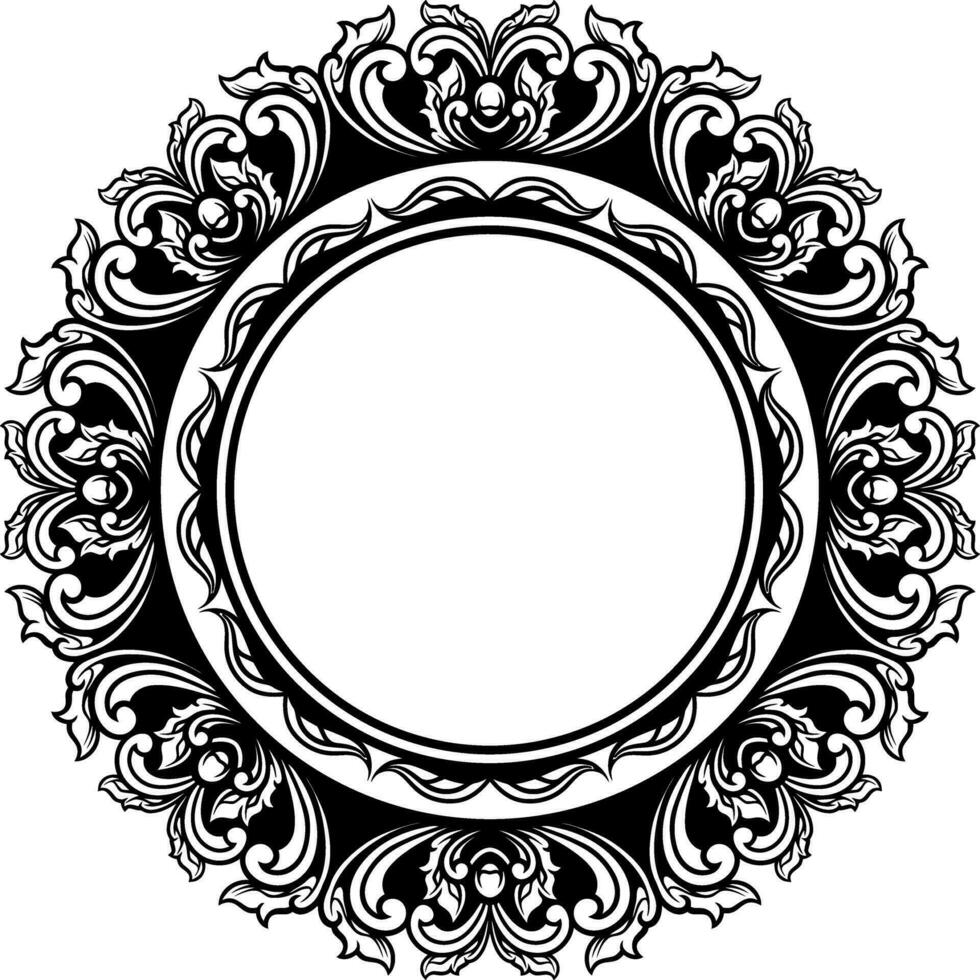 Round frame with decorative elements. Vector illustration.