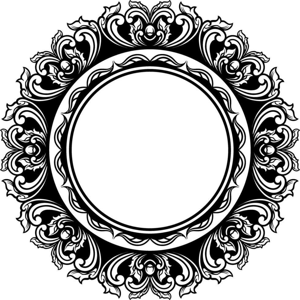 Round frame with decorative elements. Vector illustration.