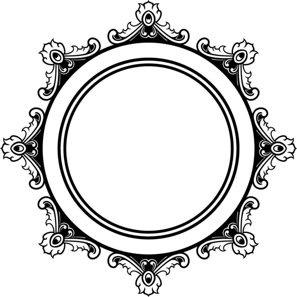 Round frame with decorative elements. Vector illustration.