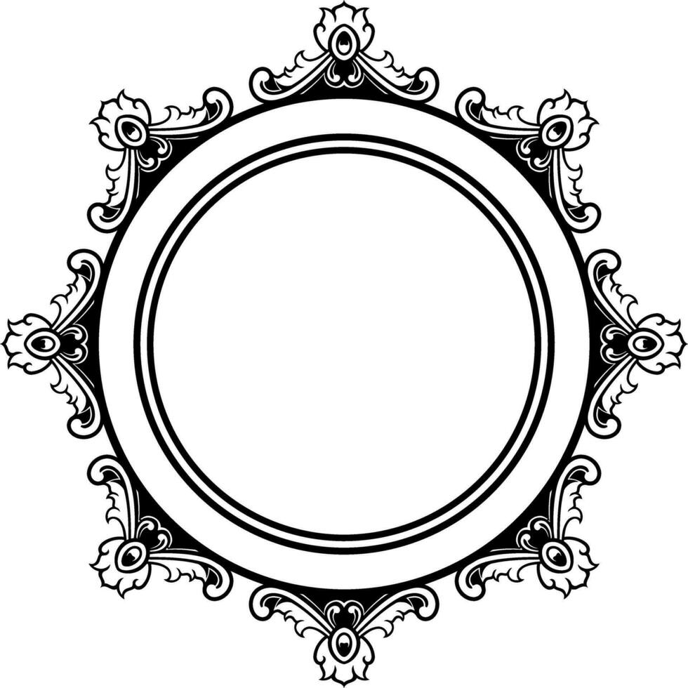 Round frame with decorative elements. Vector illustration.