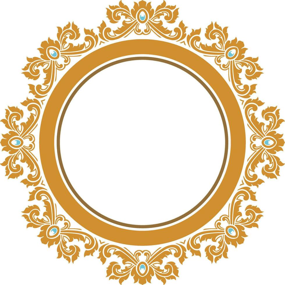 Round frame with decorative elements. Vector illustration.